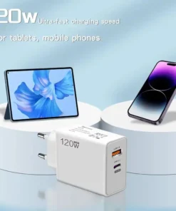 Alternative view of 120W USB Fast Charger With Type C Cable Fast Charging Adapter For iPhone 16 Samsung Xiaomi Huawei PD Cell Phones Quick Charger