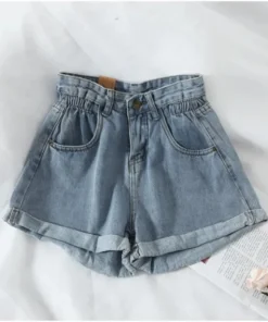 Alternative view of PTKPCC Women’s High-Waist Loose Denim Shorts - Retro Casual Summer Pants