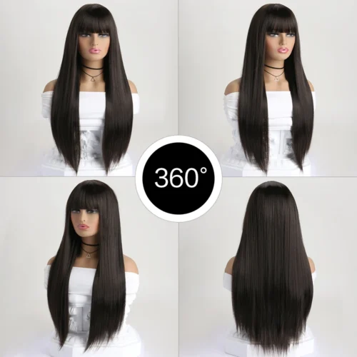 Alternative view of 26Inch Colour Wig Long Straight Synthetic Wig for Women Fashion Wig for for Daily Halloween Costume Party Cosplay ﻿