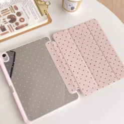 Black Polka Dot Trifold Case for iPad Pro 11, 10.2, 9/8/7th Generation, Air 4/5, 10th, and Mini 6