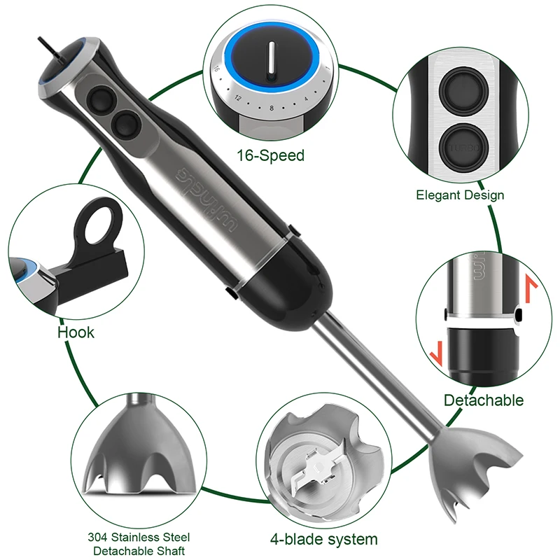 Wancle 1000W 5-in-1 Electric Immersion Hand Blender - Image 4