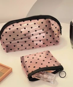 Alternative view of Heart Transparent Mesh Makeup Bag Multifunction Portable Women Cosmetic Storage Pouch Ladies Toiletry Lipstick Organizer Bags