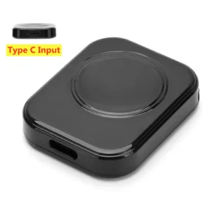 Portable Magnetic Wireless Fast Charger for iWatch - Type C Compatible for Apple Users - Black Type C Port