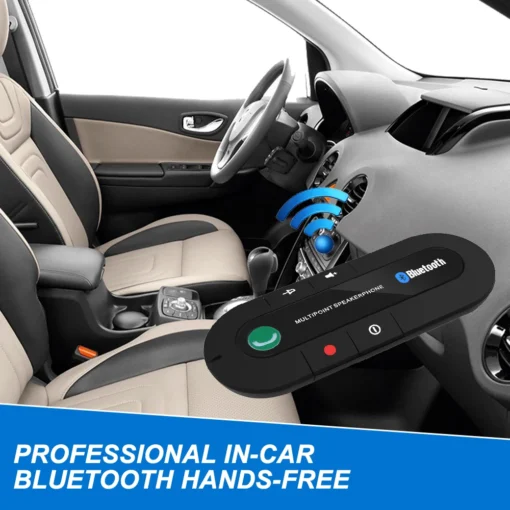 Bluetooth Car Speakerphone with Sun Visor Clip for Hands-Free Calling and Audio Streaming - Image 3