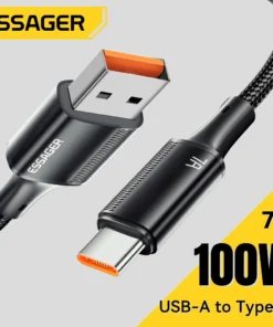 Essager 7A USB Type C Cable For Realme Huawei P40 Pro 100W Fast Charging Wire USB-C Charger Data Cord For Samsung Xiaomi Poco F3