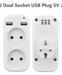 2025 EU Plug Power Strip Adapter Wall Double AC Socket Portable 2 USB Port for Mobile Phones 1200W 250V For Smartphones Tablets