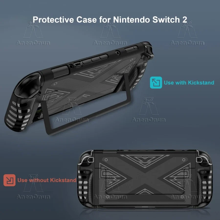 Switch 2 TPU+PC Split Case Non-Slip Grip Full Cover Skin Shockproof Anti-Scratch All-Round Protection Durable Soft Shell - Black - Image 6