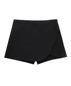 Alternative view of Mujer High Waist Black Asymmetric Skort for Women - Summer Casual Mini Shorts