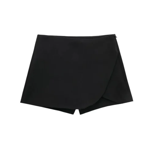 Alternative view of Mujer High Waist Black Asymmetric Skort for Women - Summer Casual Mini Shorts