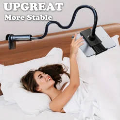 Rotating Tablet and Phone Holder with Spiral Base for Use on Beds and Desks