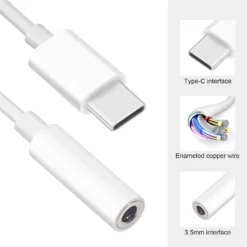 Alternative view of USB Type-C to 3.5mm Headphone Adapter with Universal Digital Chip for iPhone 15 and Samsung Galaxy S22 S21 S20