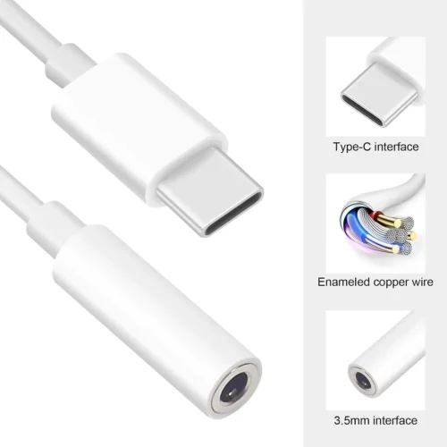 Alternative view of USB Type-C to 3.5mm Headphone Adapter, Universal Digital Chip USB C to Aux Cable for IPhone 15 16 Samsung Galaxy S22 S21 S20