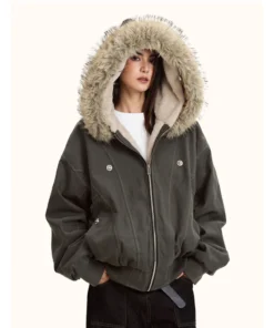 Alternative view of ZAROY Thicken Padded Fur Collar Hooded Parka - Winter Streetwear Jacket for Men and Women