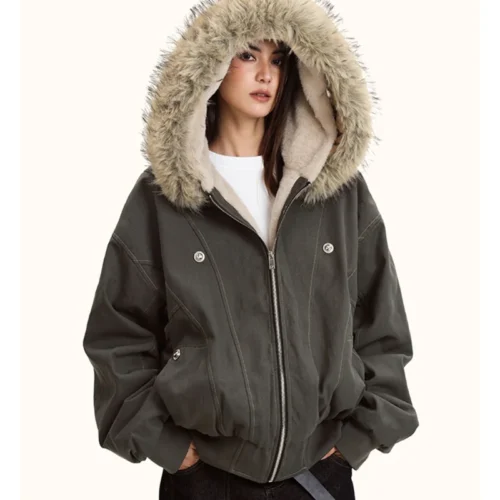 Alternative view of ZAROY Thicken Padded Fur Collar Hooded Parka - Winter Streetwear Jacket for Men and Women