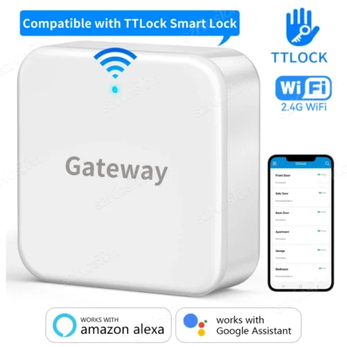 TTLOCK WiFi Gateway Hub for Smart Door Lock with Remote Control and Voice Compatibility for Alexa and Google Home