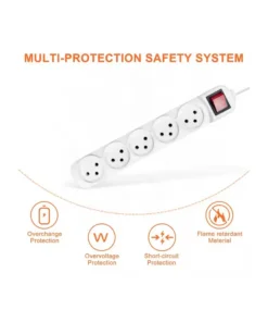 Alternative view of Melery Power Strip Israel Plug Outlets 3/4/5 Way AC Electric Sockets 16A Wire 1m Extension Cord Wall Mounted for Home Office
