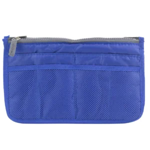 Bi-Fold Storage Bag with Double Zipper for Makeup and Toiletries, Large Capacity - SapphireBlue