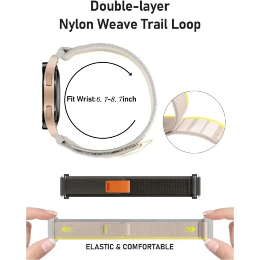 Nylon Sport Loop Band for Galaxy Watch 7 6 5 4 and Amazfit GTS 3 4, 20mm 22mm Sizes - Image 3