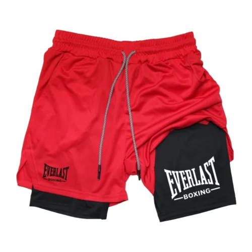 Alternative view of Men's compression gym shorts, EVERLAST printed sports pants, double layered, quick drying, basketball, muscle, fitness RL0365