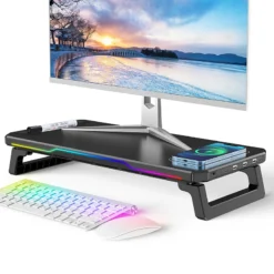 Computer Monitor Riser Stand with Storage Base - Multi-functional Foldable Desktop Organizer