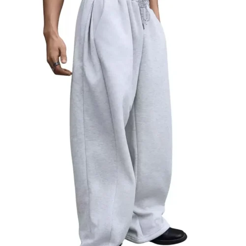 Men's Wide Leg Sweatpants with Drawstring - Casual Loose Fit