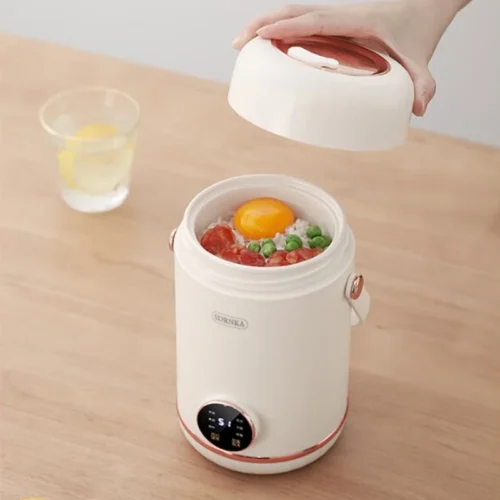 Portable 1L Electric Rice Cooker with Ceramic Liner - Multifunctional Hot Pot for Home Kitchen