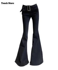 Women's Bell Bottom Denim Pants - Japanese Y2K Harajuku Style Flare Jeans