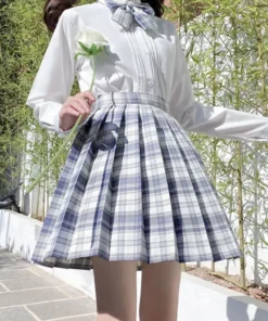 Alternative view of ZOKI Plaid Pleated Mini Skirt for Women – High Waist A-Line Dance Skirt