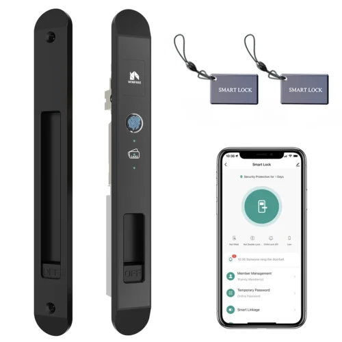 WINFREE Smart Fingerprint Sliding Door Lock with Tuya Bluetooth and Voice Control