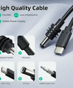 Alternative view of For Starlink Mini Cable 2M(6.6ft) Starlink Mini DC Power Type-C Input Replacement cable Waterproof Outerdoor Barrel Jack Chargin