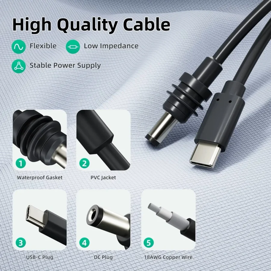 For Starlink Mini Cable 2M(6.6ft) Starlink Mini DC Power Type-C Input Replacement cable Waterproof Outerdoor Barrel Jack Chargin - Image 2
