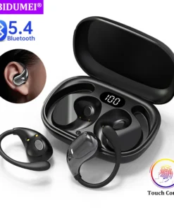 Wireless Ear Hook Headphones - Bluetooth 5.4, HiFi Stereo, Waterproof, with LED Display and Long Battery Life