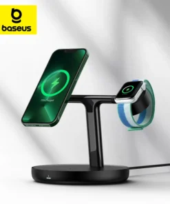 Baseus 3 in 1 20W Magnetic Wireless Charger Stand For Phone iPhone 15 14 Pro Airpods Apple Watch Fast Charging Station Holder