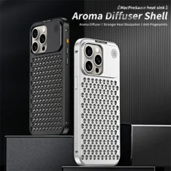 Alternative view of Metal Aluminum Hollow Cooling Phone Case with Detachable Rear Cover for iPhone 12, 13, 14, 16, and 17 Pro Max