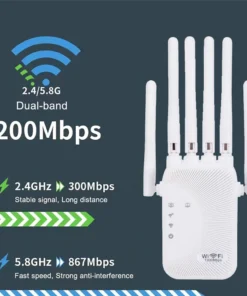 Alternative view of Kebidumei 1200/300Mbps Wifi Repeater Amplifier 2.4G 5G Network Expander Range Extender WiFi Signal Booster Wireless Wi-Fi Router