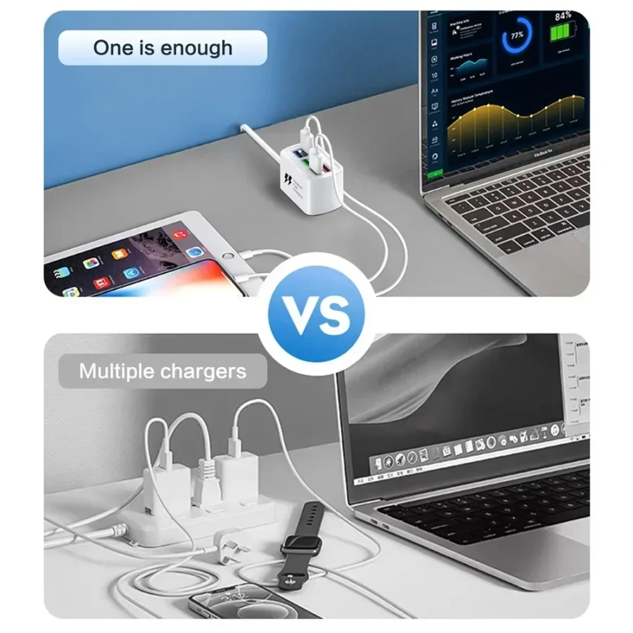 6-Port USB Wall Charger with Fast Charging - Multi-Device Power Strip Hub - Image 4