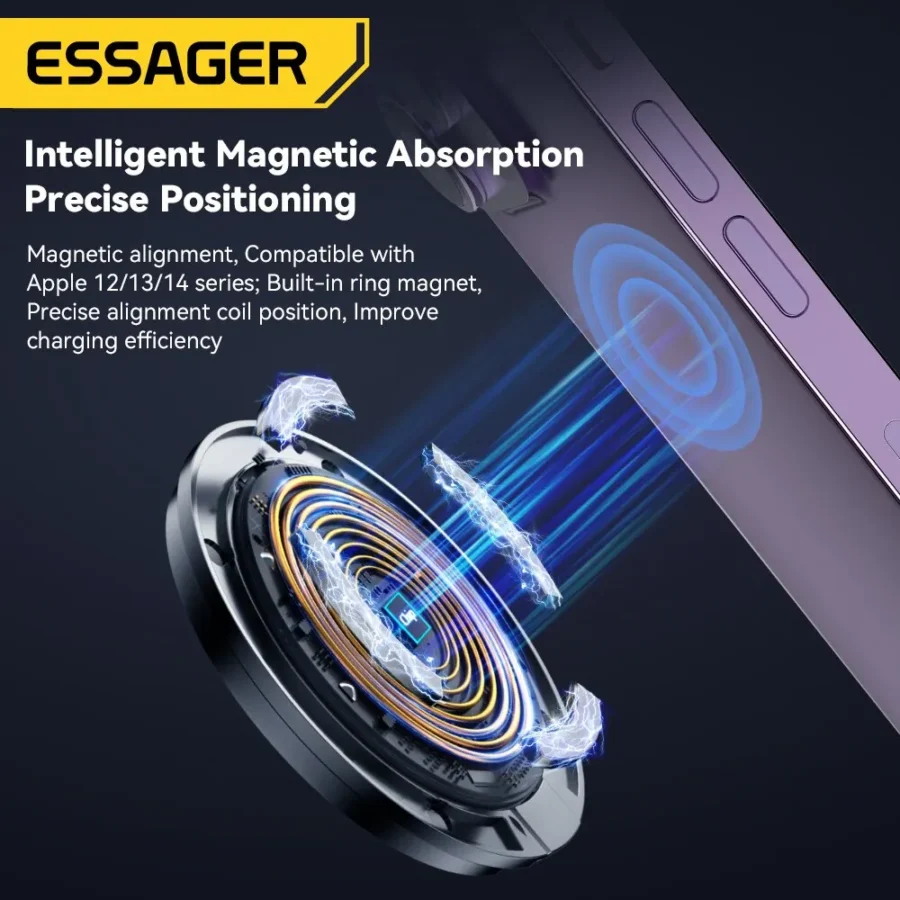 Essager 15W Magnetic Qi Wireless Charger for iPhone and Xiaomi Pad - Image 6