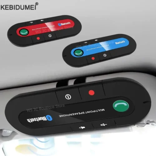 Bluetooth Car Speakerphone with Sun Visor Clip - Wireless Audio Receiver and MP3 Player