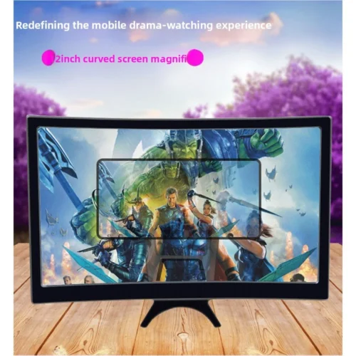 Technology Curved Screen Mobile Phone Screen Amplifier, 3D High-definition Magnifying Glass, Acrylic Lens, Lazy Person Stand