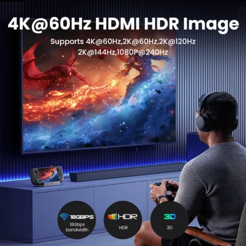 Alternative view of UGREEN 4K60Hz HDMI USB C HUB Docking Station for Steam Deck Type-C to RJ45 PD100W 10Gbps USB-A/C for iPad ROG Ally Legion Go PC