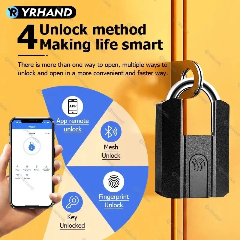 TTLock Mini Smart Padlock - IP67 Bluetooth Fingerprint Lock for Bags and Google Home Integration - Image 3