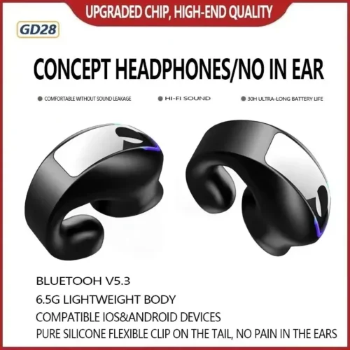 Monaural Bluetooth Bone Conduction Earphone - Wireless Clip-On Design