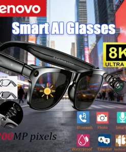 Lenovo Smart 8K AI Glasses With 1200mp Camera Chat Gpt Touch Sport Sunglasses Bluetooth Calling Music Player For Men Women Gift