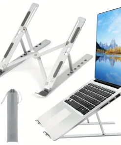 Aluminum Adjustable Laptop Stand – Portable 6-Height Design for 8-16” Laptops, Improved Ventilation