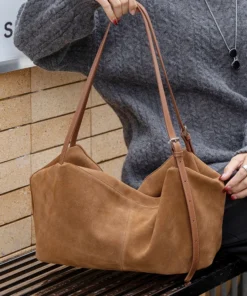 Alternative view of Women's Suede Cow Genuine Leather Shoulder Bags Ladies Soft Cowhide Crossbody Bag Female Design Luxury Lazy Commuting Handbag