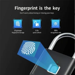 Alternative view of Fingerprint Smart Padlock - Waterproof, USB Rechargeable Security Lock for Home Use