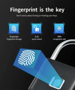 Alternative view of Fingerprint Smart Padlock - USB Rechargeable, Waterproof, Quick Unlock Security Lock for Home