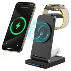Alternative view of 3 in 1 Foldable Magnetic Wireless Charger Stand with Phone and Watch Dock for iPhone 15 14 13 12 Pro Max