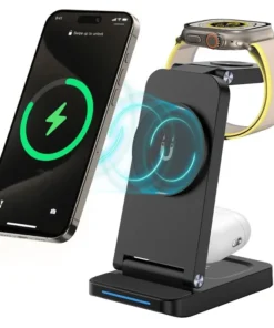 Alternative view of 3 in 1 Foldable Magnetic Wireless Charger Stand For iPhone 15 14 13 12 Pro Max Portable Phone Charging Station DockWrist Watch