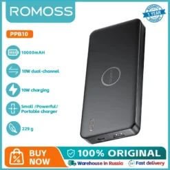 ROMOSS Power Bank - Ultra-Thin 10000mAh with 10W Fast Charge for Xiaomi, iPhone, and Huawei